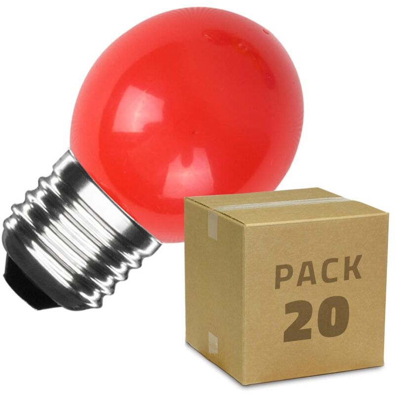 

Pack de 20 Bombillas LED E27 Casquillo Gordo G45 3W Monocolor Amarillo - Amarillo