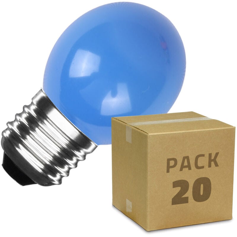 

Pack de 20 Bombillas LED E27 Casquillo Gordo G45 3W Monocolor Azul - Azul