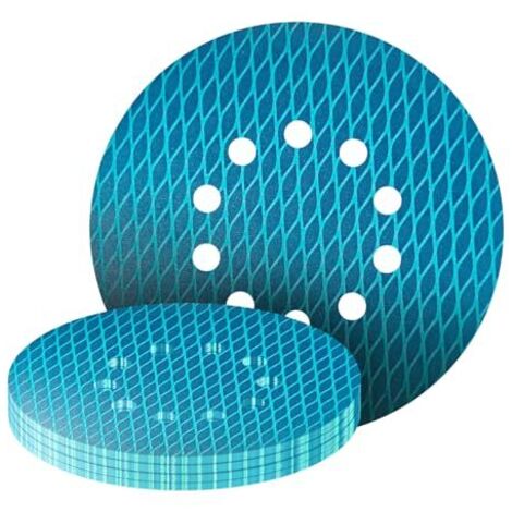 Pack de 20 discos abrasivos excéntricos de 225 mm - 10 agujeros - Grano 240 - Forma de diamante - Antiobstrucción - Para Lijadora Jirafa