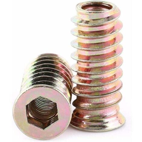 SERBIA Pack de 20 pièces M10 Écrou hexagonal fileté en alliage de zinc, Écrous d'Insert en alliage de ziAssortiment (M10x25mm)