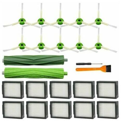 Pack de 21 pièces de rechange pour iRobot Roomba I&E series i7 i7+ i3 i3+ i4 i4+ i6 i6+ i8 i8+/Plus E5 E6 E7 robot aspirateur, 1 jeu de brosses en caoutchouc multi-surfaces, 10 packs de filtre
