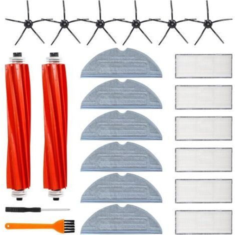 Pack de 22 Accessoires Compatibles Roborock S7/T7S Plus/G10/G10S Pro - 2 Brosses Principales, 6 Filtres HEPA, 6 Brosses Latérales, 6 Lingettes Microfibres - Pièces de Rechange Indispensables pour l'En