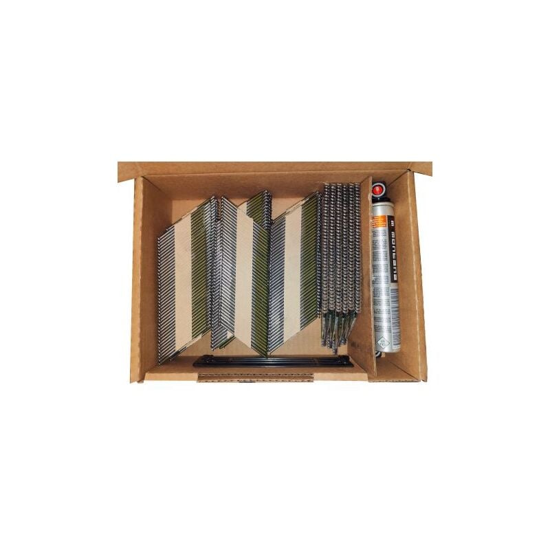 Pack de 2200 pointes - Bande 34 degrés - 2.8x70 Annelées + 2 Gaz Eco - arca - SPBP343170RSECO