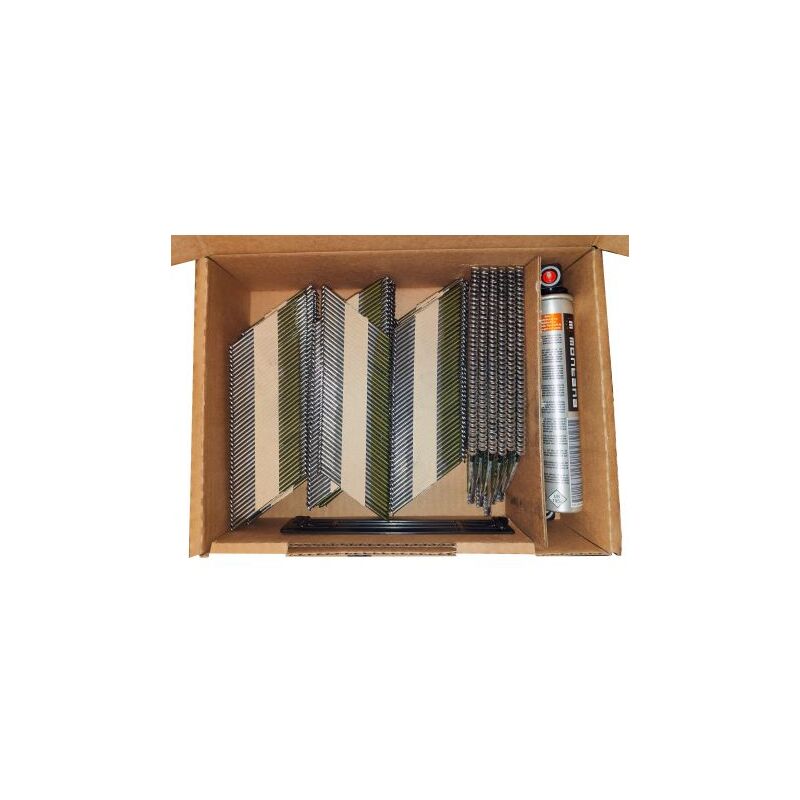 Pack de 2200 pointes - Bande 34 degrés - 3.1x90 Galvanisés + 2 Gaz Eco - arca - SPBP343190RSGECO