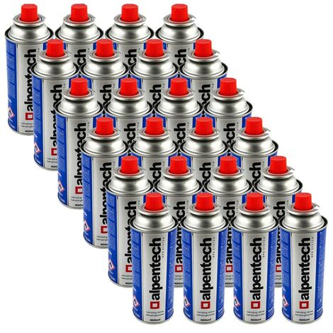 Pack de 24 cartouches de gaz butane 250g – Encliquetables – Technologie Stop-Fuite – Homologation TUV – Compatible réchauds et chalumeaux – Alpentech