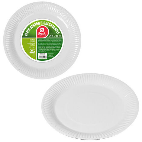 Pack de 25 assiettes en carton blanc ø23cm Best Products Vert