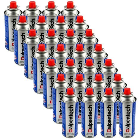 Pack de 28 cartouches de gaz butane 250g – Système baïonnette encliquetable – Homologation TÜV – Compatible réchauds et désherbeurs – Alpentech
