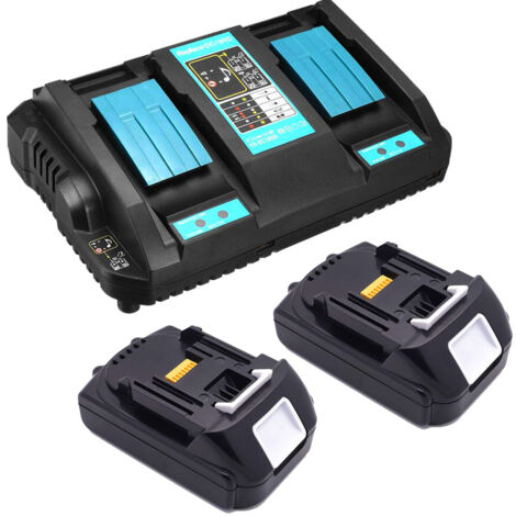 (pack de 3) 2X Batterie 14.4V 1500mAh Pour Makita BL1430 BL1415N BL1415 BL1440B BL1450B+ Chargeur à deux ports 4A DC18RD 18V 14,4V pour Makita 14,4V DC14SA DC18RA DC18RC DC18SC DC18SE DC18SD