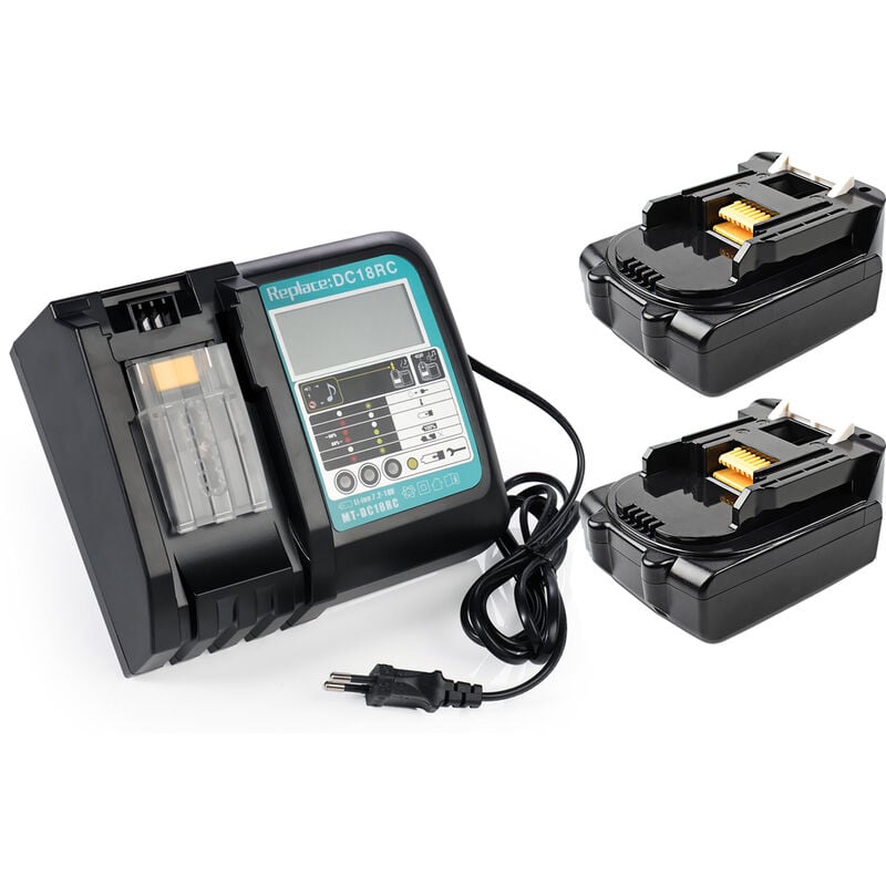 Powerwings - pack de 3) 2X Batterie 14.4V 1500mAh Pour Makita BL1430 BL1415N BL1415 BL1440B BL1450B+ Chargeur DC18RC 18V 14,4V pour Makita 14,4V