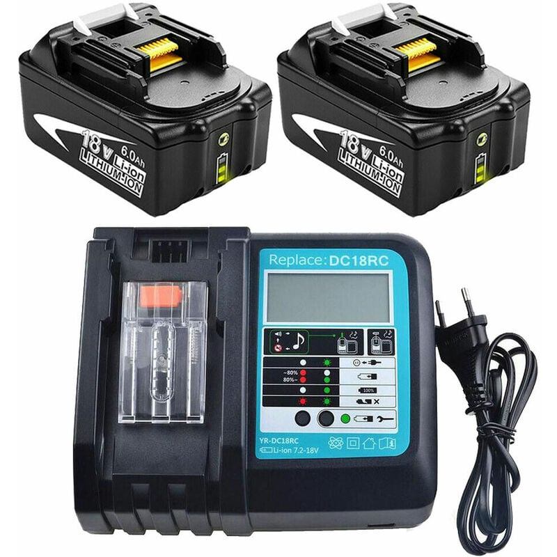 Powerwings - pack de 3) 2X Batterie de Remplacement 18V 6,0Ah pour Makita pour outil électrique, Batterie lithium avec indicateur led lxt & 1X