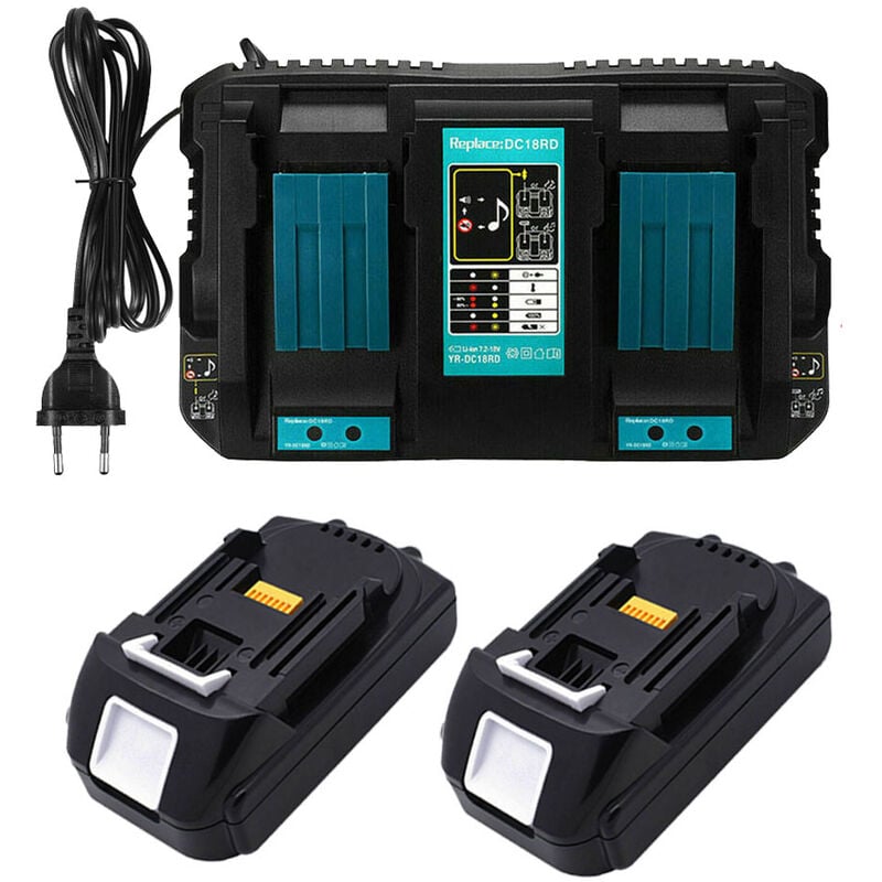 (pack de 3) 2X Batterie Pour Makita 18V 1,5Ah BL1815 BL1850B BL1840B BL1830B BL1815N LXT400 + DC18RD Chargeur 14.4V-18V