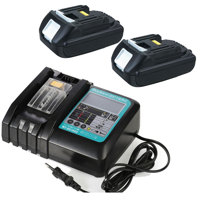 Pack de 3) 2X Batteries pour Makita BL1815 BL1815N Li-Ion 1,5 Ah 18 v avec chargeur rapide led usb DC18RC BMR100 BL1830 BL1840 BL1850 194205-3