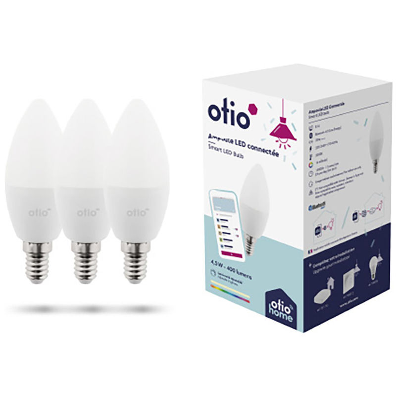 HBF - Pack de 3 ampoules led connectées Bluetooth E14 4.5W - Otio