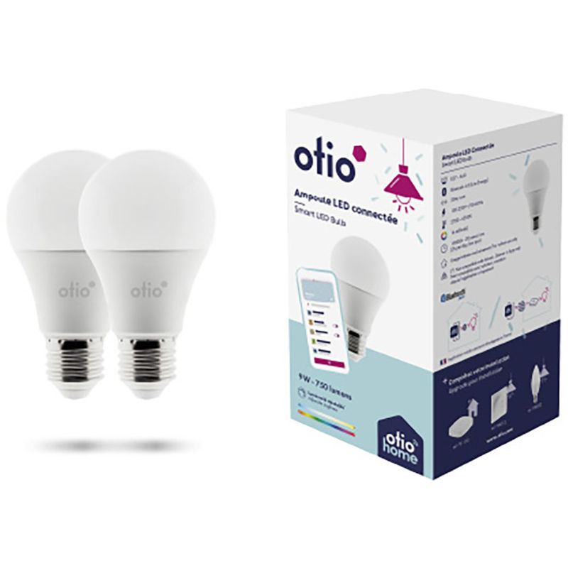 Otio - Pack de 2 ampoules led connectées Bluetooth E27 9W Blanc