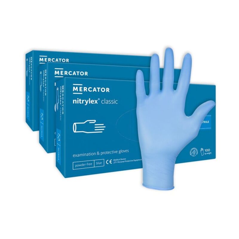 Pack de 3 Boites de 100 GANTS NITRILE Bleu Pour Chirurgiens TAILLE XL MERCATOR MP3B100GNPCXL