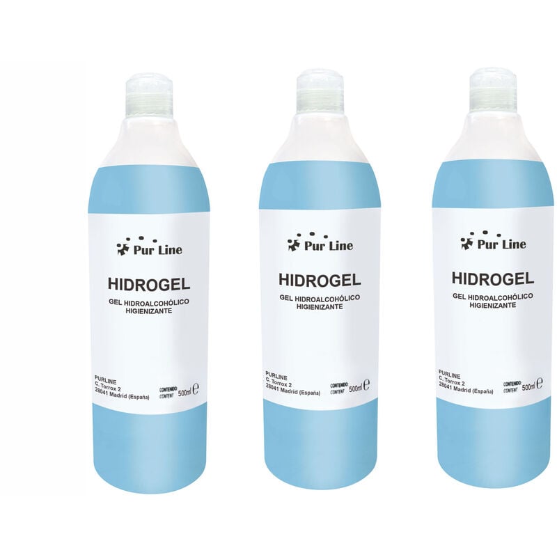 

Gel hidroalcohólico higienizante, pack de 3 botellas de 500ml