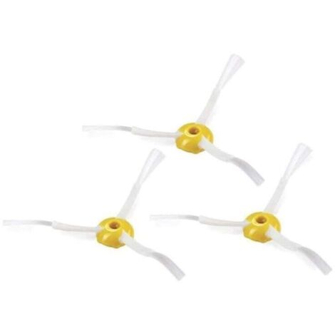 Pack de 3 cepillos laterales para iRobot Roomba serie 500/600/700, repuestos y accesorios, cepillos laterales de ABS y nailon, color blanco.