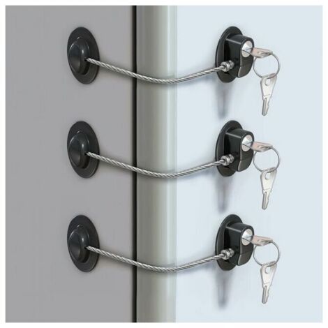 Pack de 3 cerraduras para puertas de frigorífico con llave adhesiva para seguridad infantil, para utilizar en frigoríficos, congeladores, armarios, secadoras, lavadoras, etc.