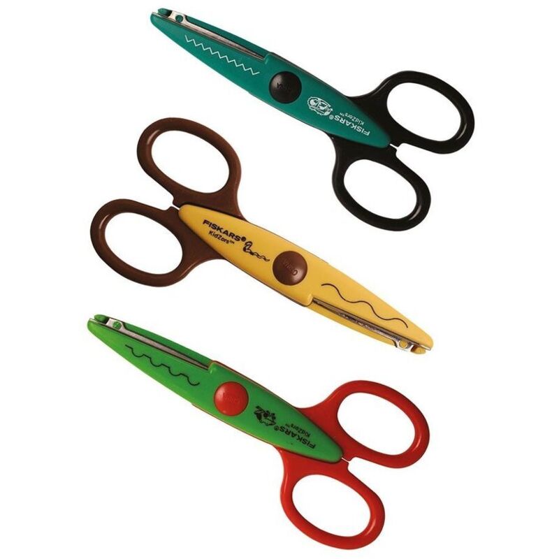 FISKARS Pack de 3 ciseaux cranteurs Kidzors Animaux rampants