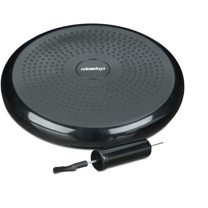 

Pack de 3 Cojín de Equilibrio con Inflador, PVC, Negro, 7 x 33 cm