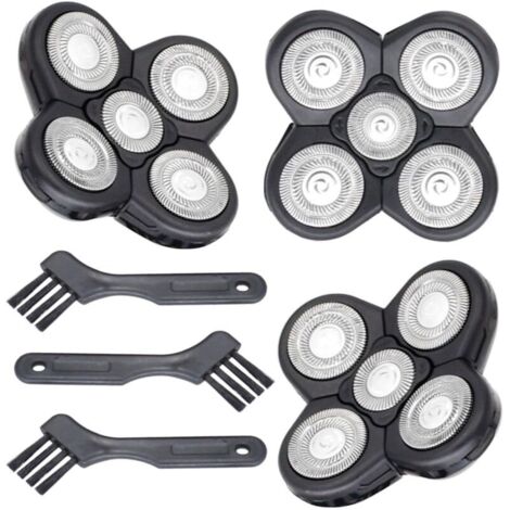 Pack de 3 Cuchillas de Repuesto para Afeitadora Eléctrica, 5 Cabezales Recambios para Afeitado sin Raspaduras, Incluye 3 Cepillos-Producto compatible