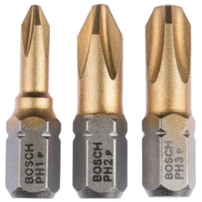 Set de 3 embouts de vissage Max Grip PH1 PH2 PH3 25 mm BOSCH 2607001754 - vue 2