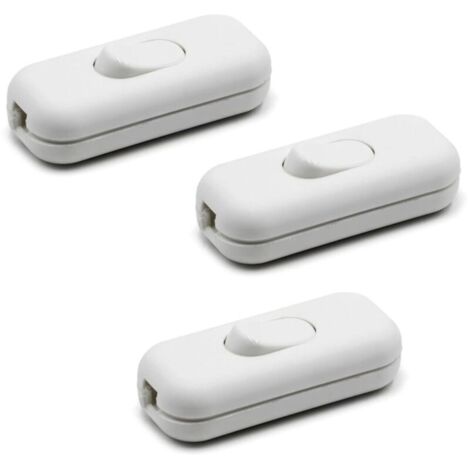Pack de 3 Interrupteurs Unipolaires pour Lampe de Table Blanc 2A 250V Installation Facile Basculant On/Off