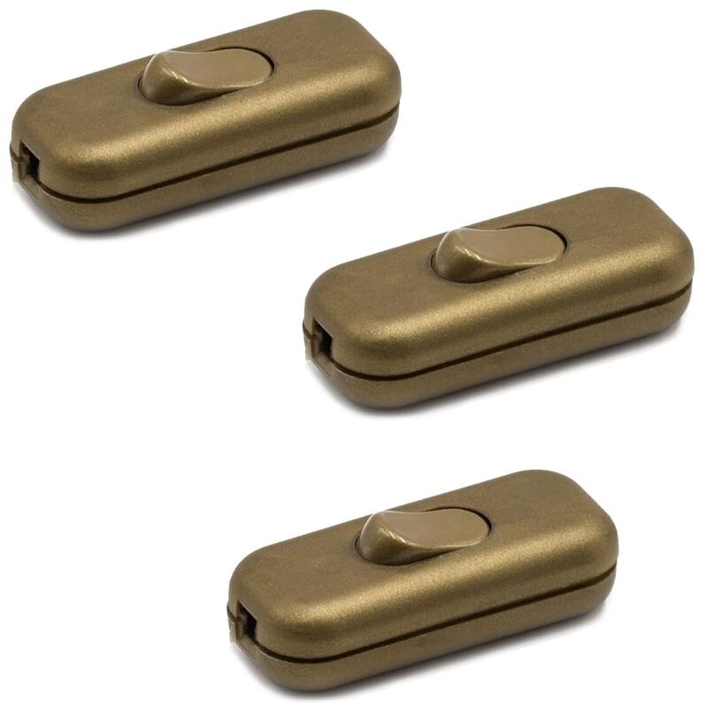 Pack de 3 Interrupteurs unipolaires pour Lampe de Table Doré 2A 250V Installation FacileBasculant Marche/Arrêt