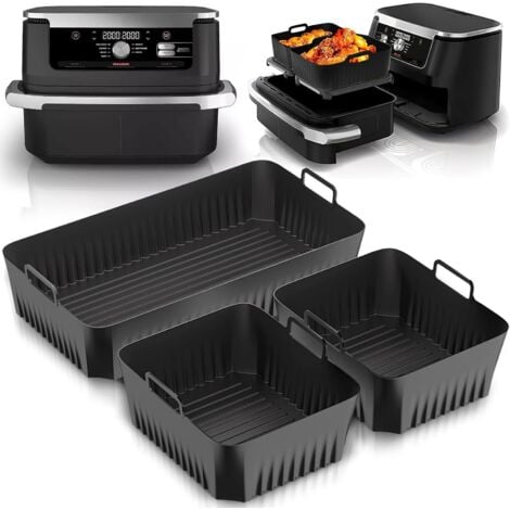 WENCOTTRI Pack de 3 moules en silicone pour friteuse à air, compatibles Ninja Foodi AF500EU, Foodi Flex 10,4 L et 5,2 L, réutilisables
