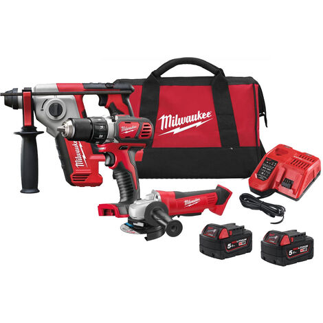 MILWAUKEE Pack 3 outils 18V 2x5Ah - M18 BPP3C-502B - 4933472242