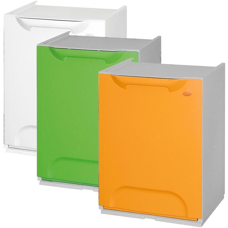 

Wellhome - Pack de 3 papeleras de reciclaje en polipropileno color verde, amarillo y blanco, con depósito en el interior, 60 L totales
