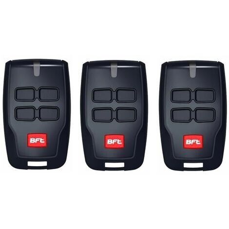 Pack de 3 télécommandes BFT Mitto B RCB04 – 4 canaux – Fréquence 433,92 MHz – Alimentation 12V – Dimensions 62x38x14 mm