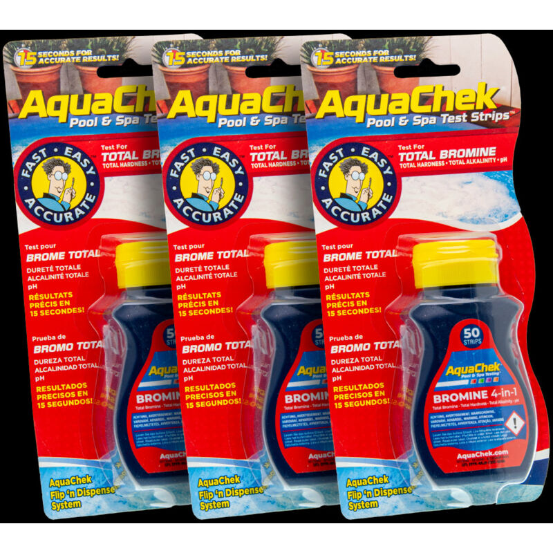 Pack De 3 Tiras Analíticas Aquachek Rojo Para Bromo, Dureza, Alcalinidad Y Ph.