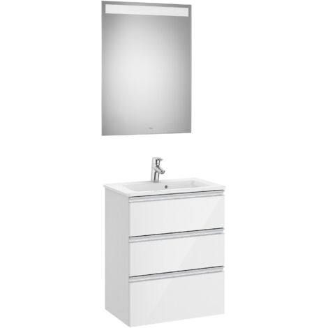 Pack de 3 tiroirs, lavabo et miroir LED THE GAP - ROCA Couleur : Blanc