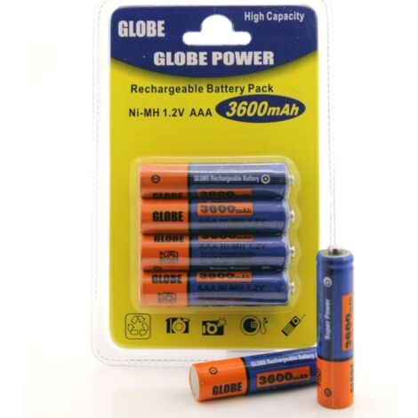 PACK DE 4 BATERÍAS AAA RECARGABLES MINIMÁSCARAS 3600 mAH Ni-MH