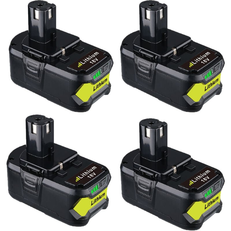 Pack de 4 batteries P108 8000 mAh améliorées compatibles avec la batterie Ryobi 18 v one+ P102 P103 P105 P107 P108 P109 sans fil pour système