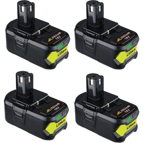 Pack de 4 batteries P108 8000 mAh améliorées compatibles avec la batterie Ryobi 18 V ONE+ P102 P103 P105 P107 P108 P109 sans fil pour système d'outils One Plus