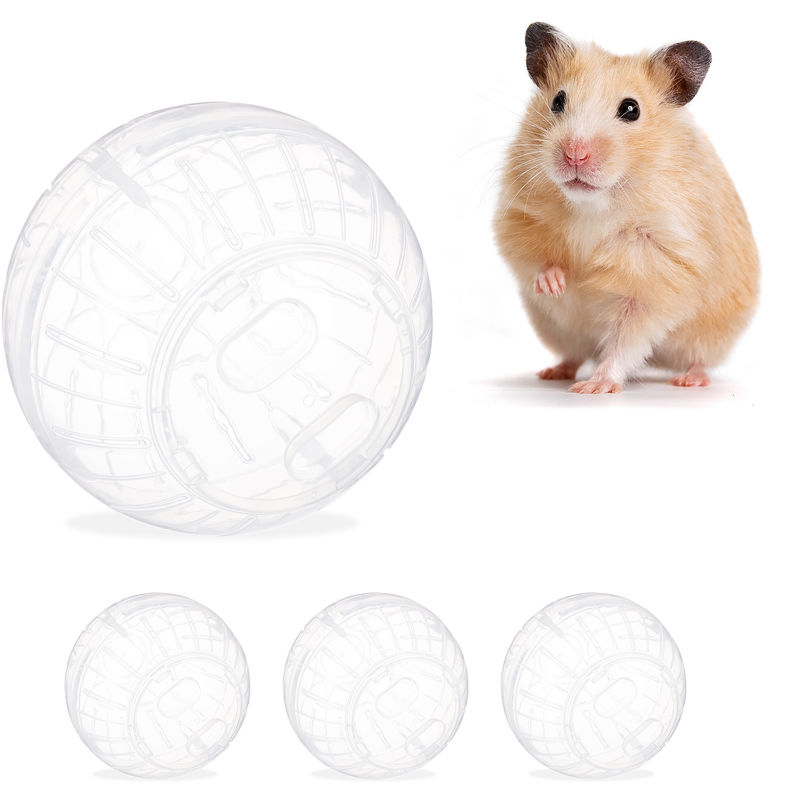 

Pack de 4 Bolas Hámster Juguete para Roedores, Plástico Transparente, 14 cm