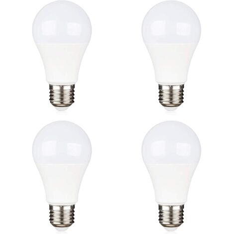 Pack de 4 bombillas LED E27 9W, blanco frío 6000K (equivalente a halógena de 75W), AC DC 12V 24V