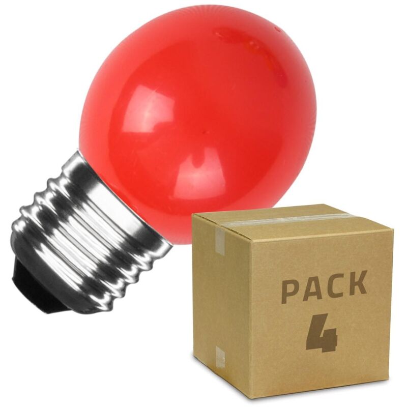 

Pack de 4 Bombillas LED E27 Casquillo Gordo G45 3W Rojas Rojo - Rojo