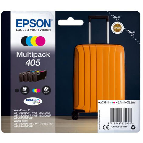 Pack de 4 Cartouches d'encre - 405 Ultra Ink - EPSON - WorkForce WF-7830, 7835, 7840, WorkForce Pro WF-3820, 3825, 4820, 4825, 4