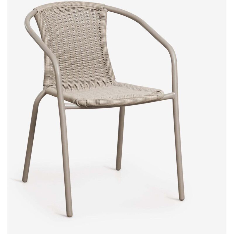 Pack de 4 chaises de jardin empilables avec accoudoirs en acier et rotin synthétique Kalymana SKLUM Moka Brown