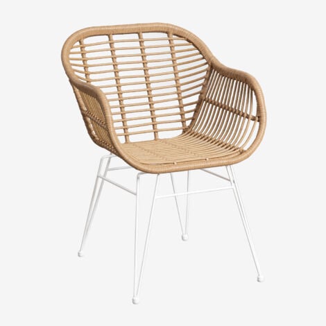 Pack de 4 chaises de jardin en osier synthétique Zole SKLUM Blanc