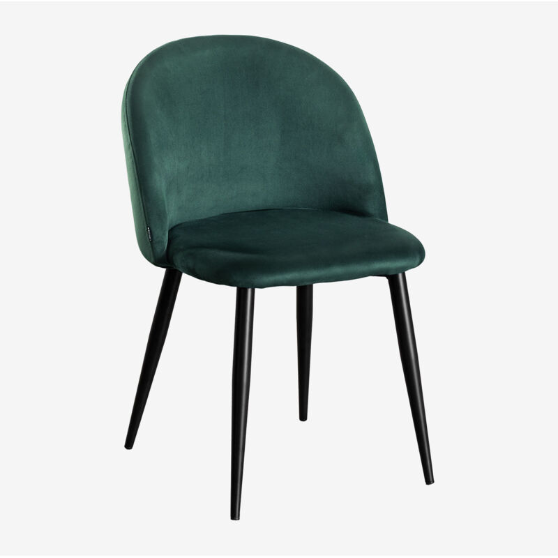 Sklum - lot 4 Chaises en Velours Kana Vert Jungle Noir