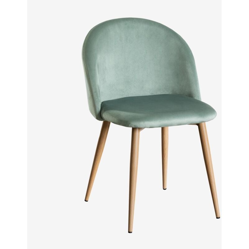 lot 4 Chaises en Velours Kana SKLUM Vert Sapin Bois Naturel