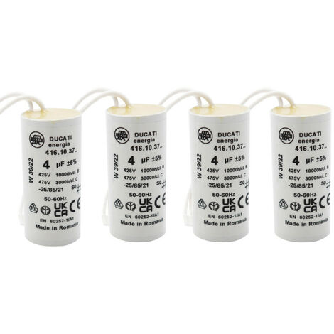 Pack de 4 condensateurs 4 µF – Connecteurs pour moteur de volet roulant Bubendorff – Installation rapide et fiable – Ducati