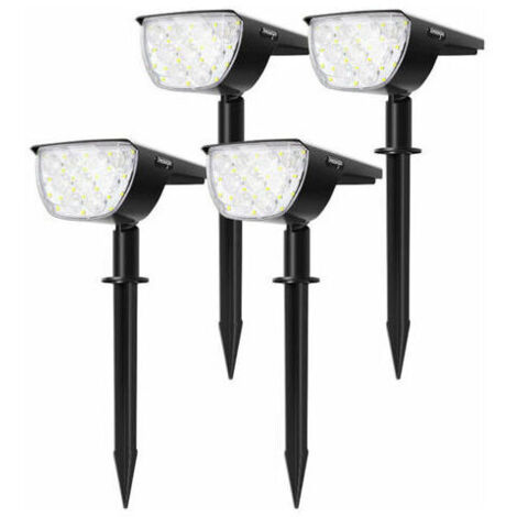 Pack de 4 focos solares de 30 LED, luces solares para exterior, impermeables, regulables, luz solar con panel solar de 180° para jardín,
