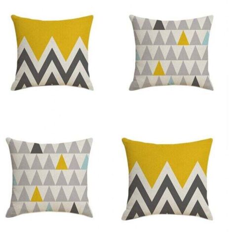 Pack de 4 fundas de cojín con estampado geométrico ondulado único nórdico, 45 x 45 cm, para oficina y dormitorio