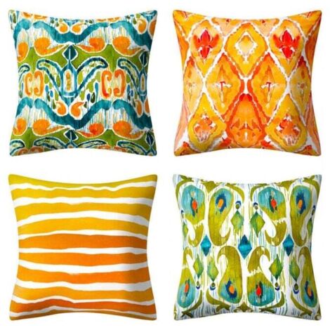 Pack de 4 fundas de cojín decorativas de 45x45cm, fundas de almohada estilo étnico vintage, cojines de lino estampado impermeable