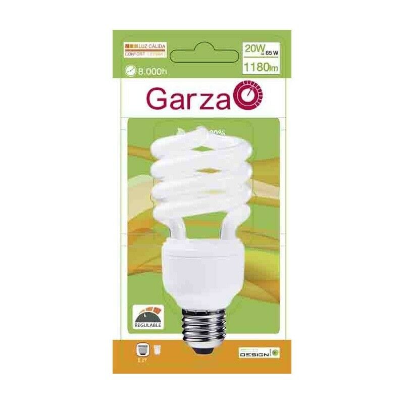 

Pack de 4 - Garza Lighting - Bombilla Regulable Luz Cálida T3 20W E27 1180 Lúmenes 2.700K